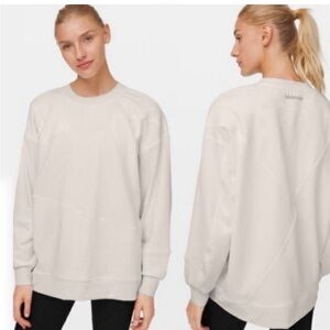 Lululemon Perfectly Oversized Patchwork Crew Ribbed Cream Sweatshirt Size L/XL